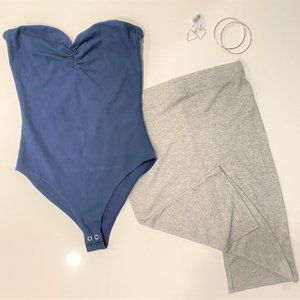 Gray Skirt& Blue tube top